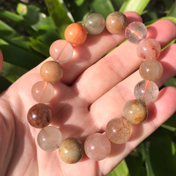 Natural Rutilated Quartz large gemstone bracelets - Picture 3 of 4
